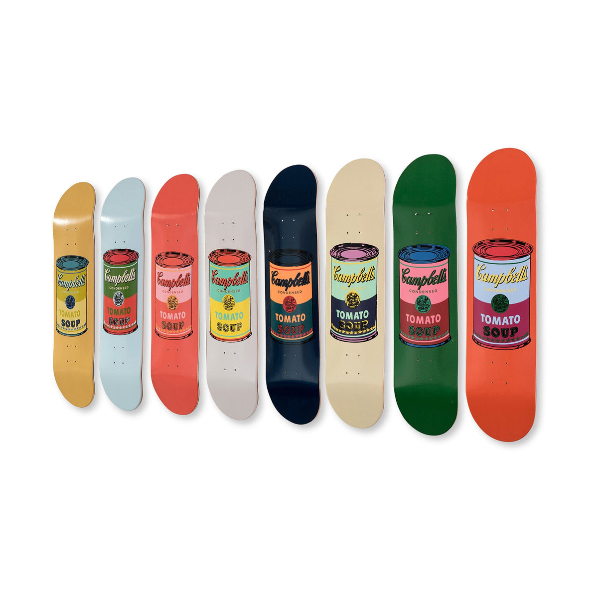 The Skateroom Andy Warhol Colored Campbell's Soup Cans Skateboard Set of 8