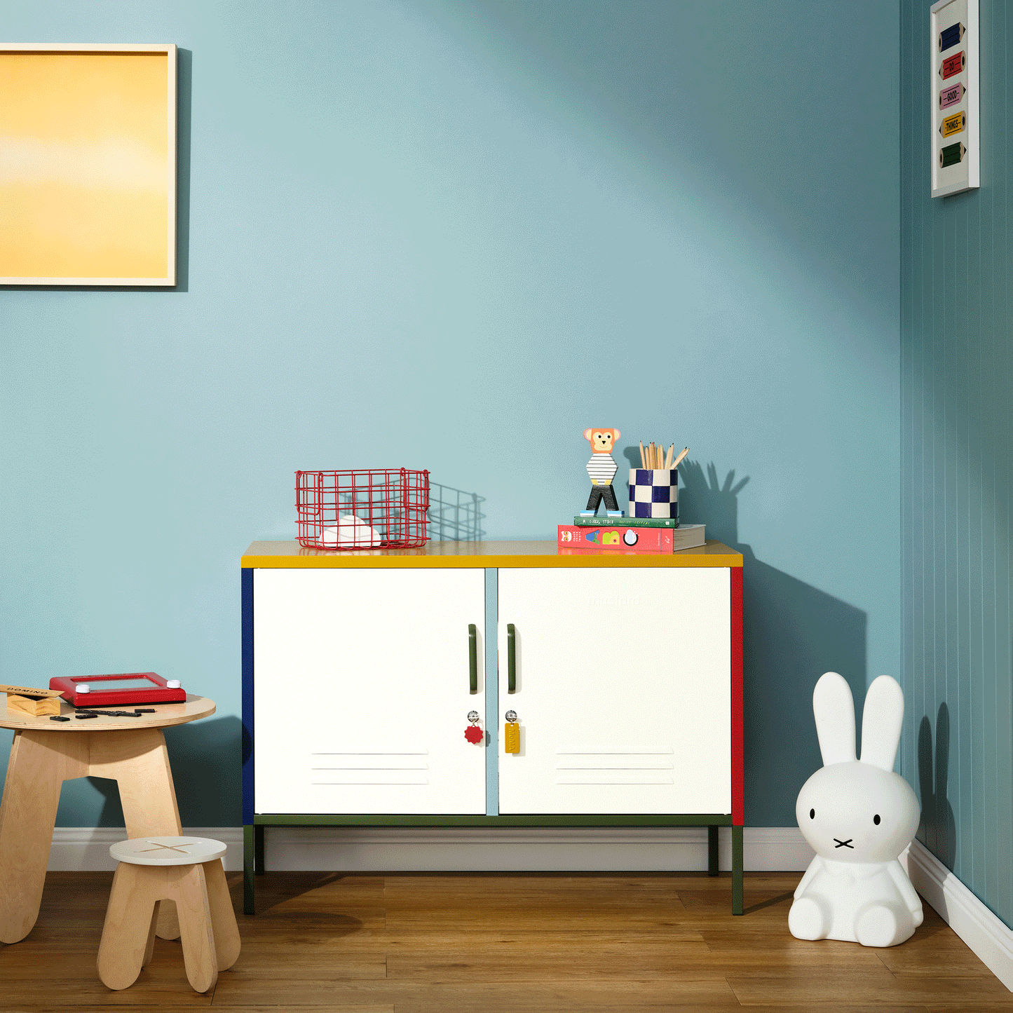 Mustard Made Lowdown Metal Locker Cabinet Multi