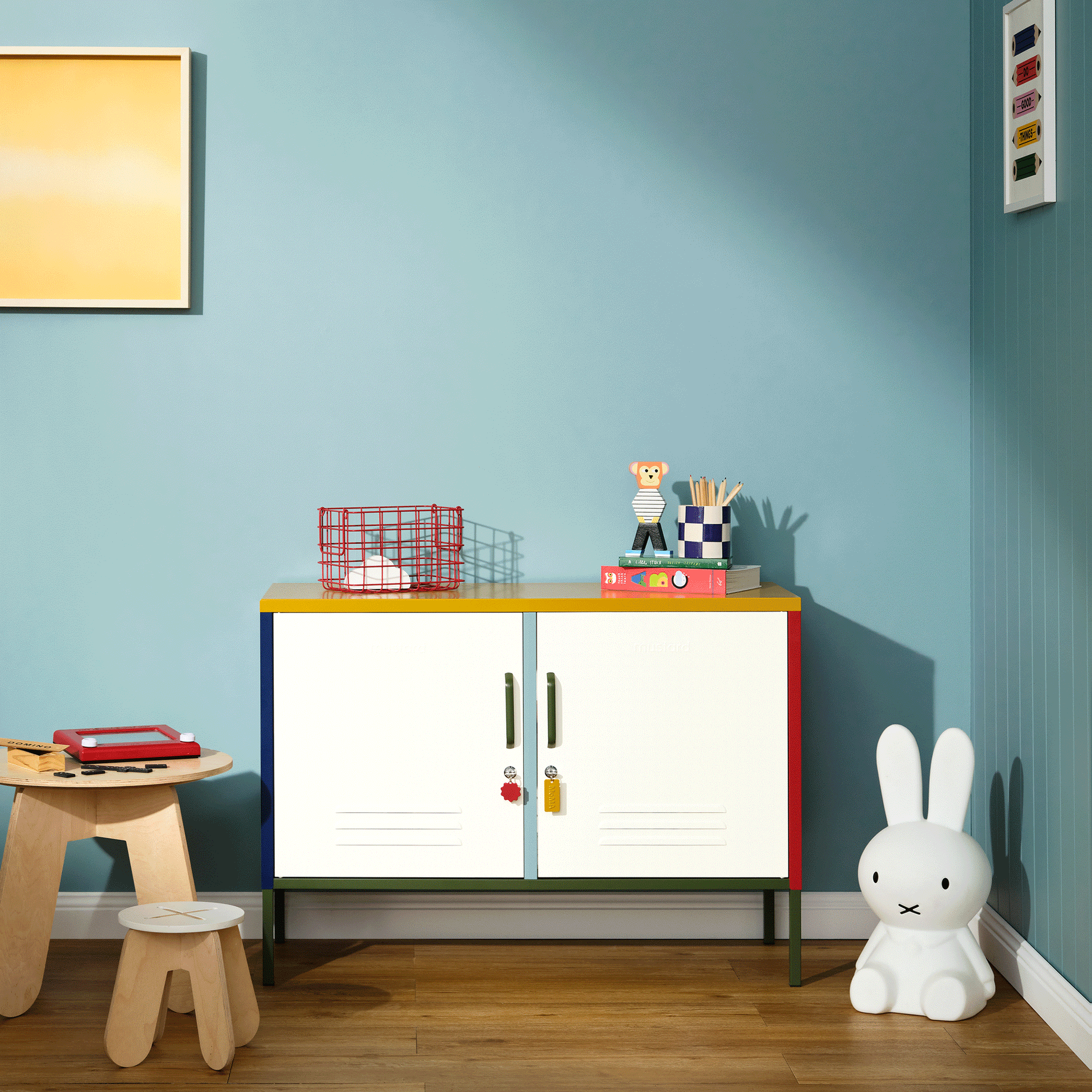 Mustard Made Lowdown Metal Locker Cabinet Multi
