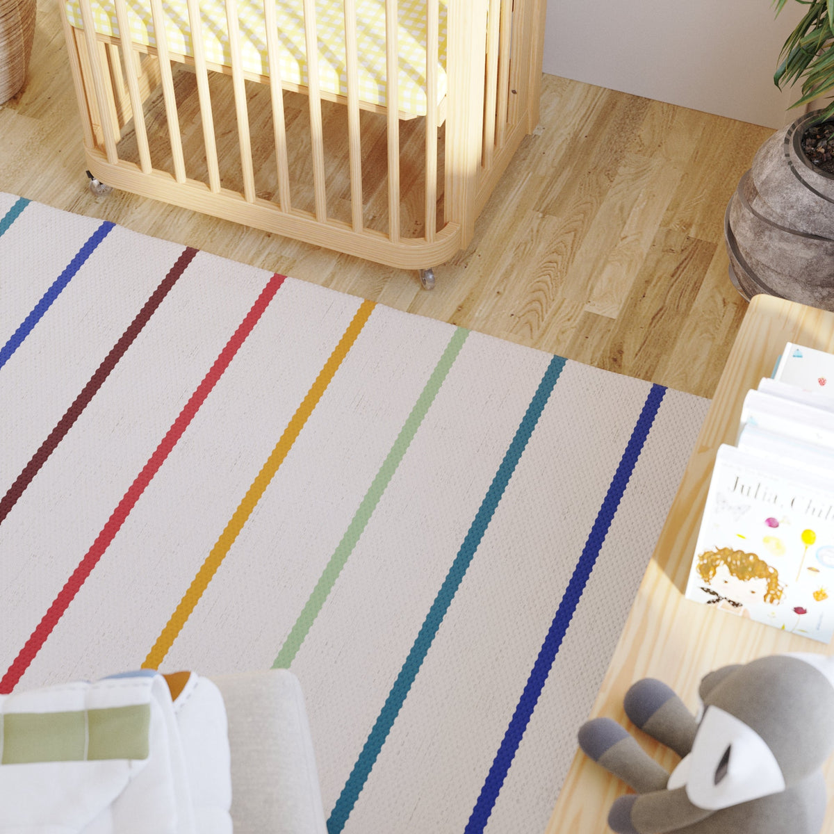 Nestig Rainbow Stripe Cotton Area Rug
