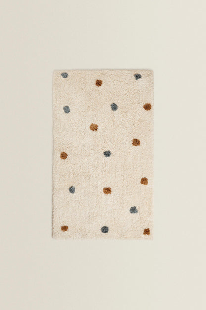 Zara Home Kids Rectangular Textured Polka Dot Area Rug