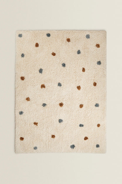Zara Home Kids Rectangular Textured Polka Dot Area Rug