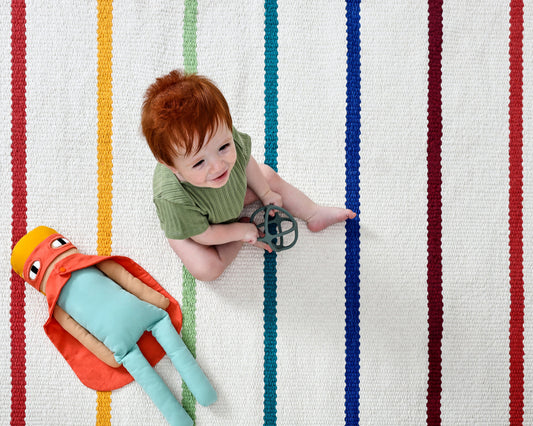 Nestig Rainbow Stripe Cotton Area Rug