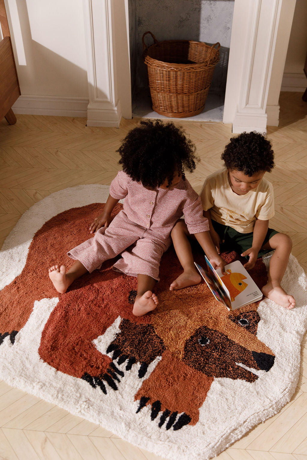 Nestig Brown Bear Washable Organic Cotton Kids Rug