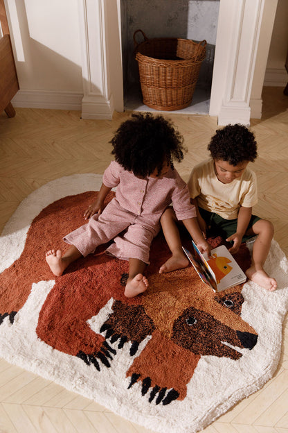 Nestig Brown Bear Washable Organic Cotton Kids Rug