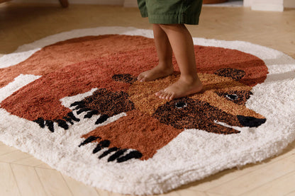 Nestig Brown Bear Washable Organic Cotton Kids Rug