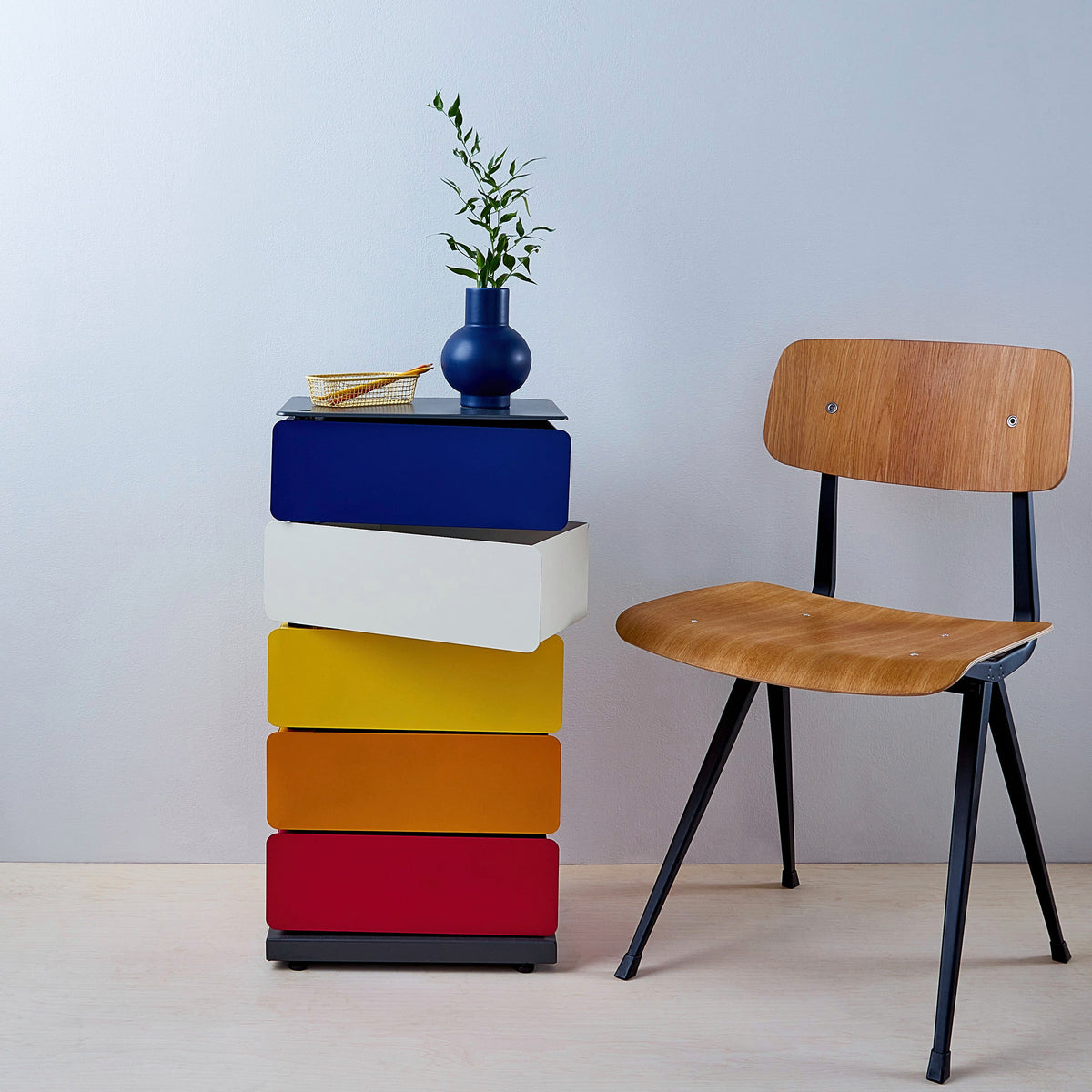 PARIS8 SRLS 5-Drawer Pivot Cabinet Blue/ Yellow/ Red
