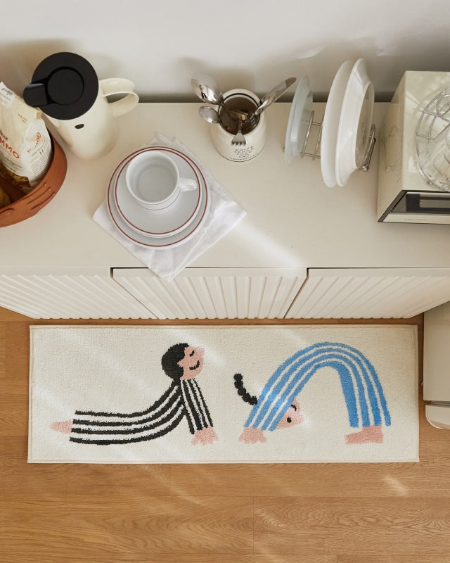 Matilda Premium Jacquard Anti-Slip Kitchen Mat Yoga With Me 40 x 110 cm