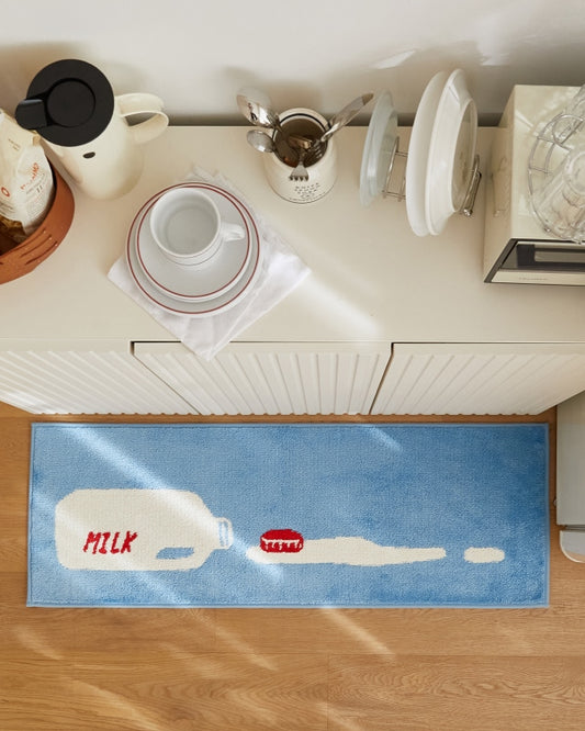 Matilla Milk Oops Jacquard Non-Slip Kitchen Mat 40 x 110 cm