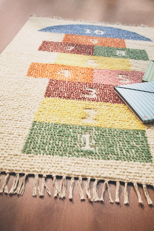 ZARAHOME Kids' Hopscotch Wool Area Rug 90 x 150 cm