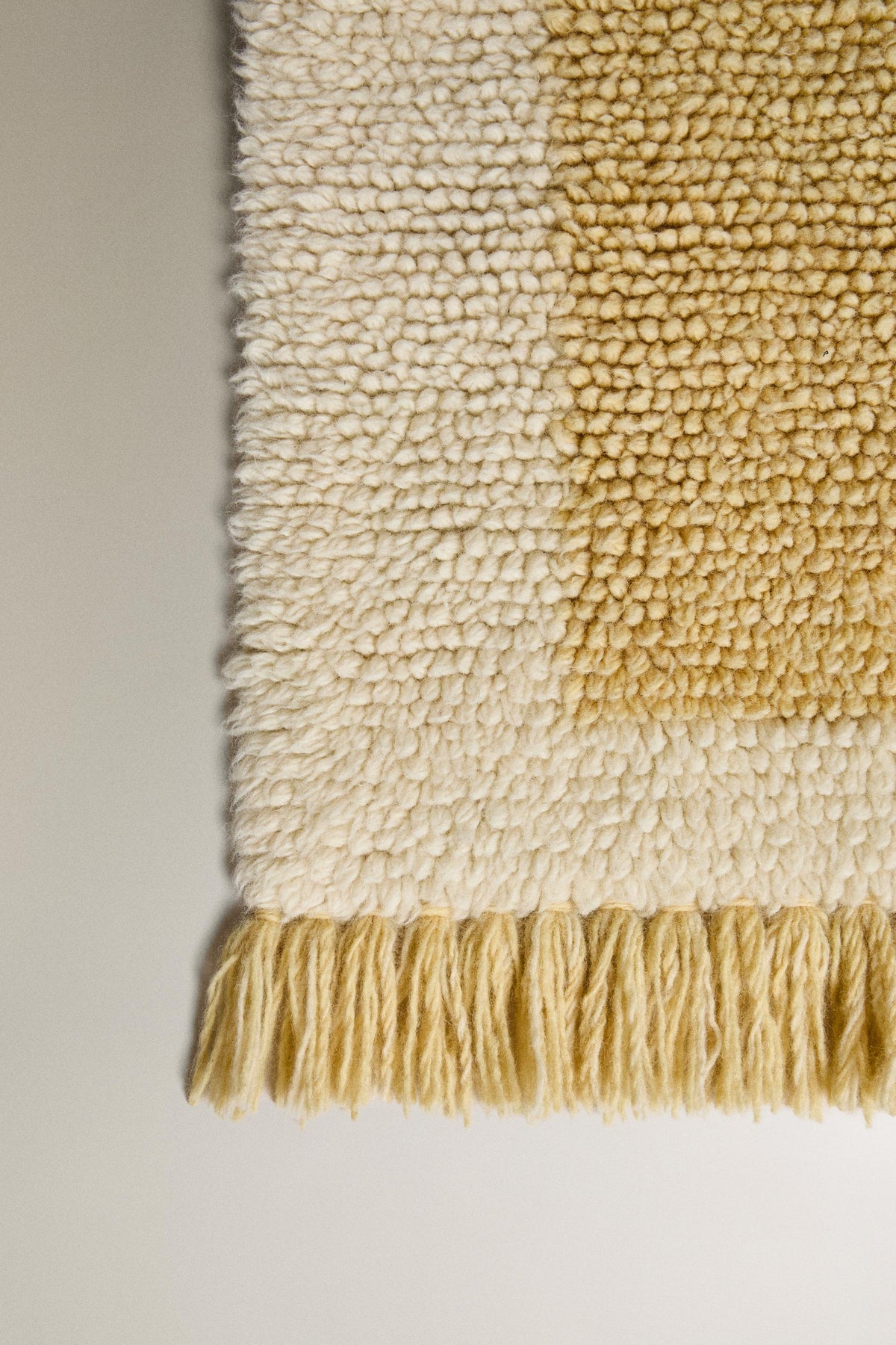 Zara Home Color Block Fringe Wool Area Rug