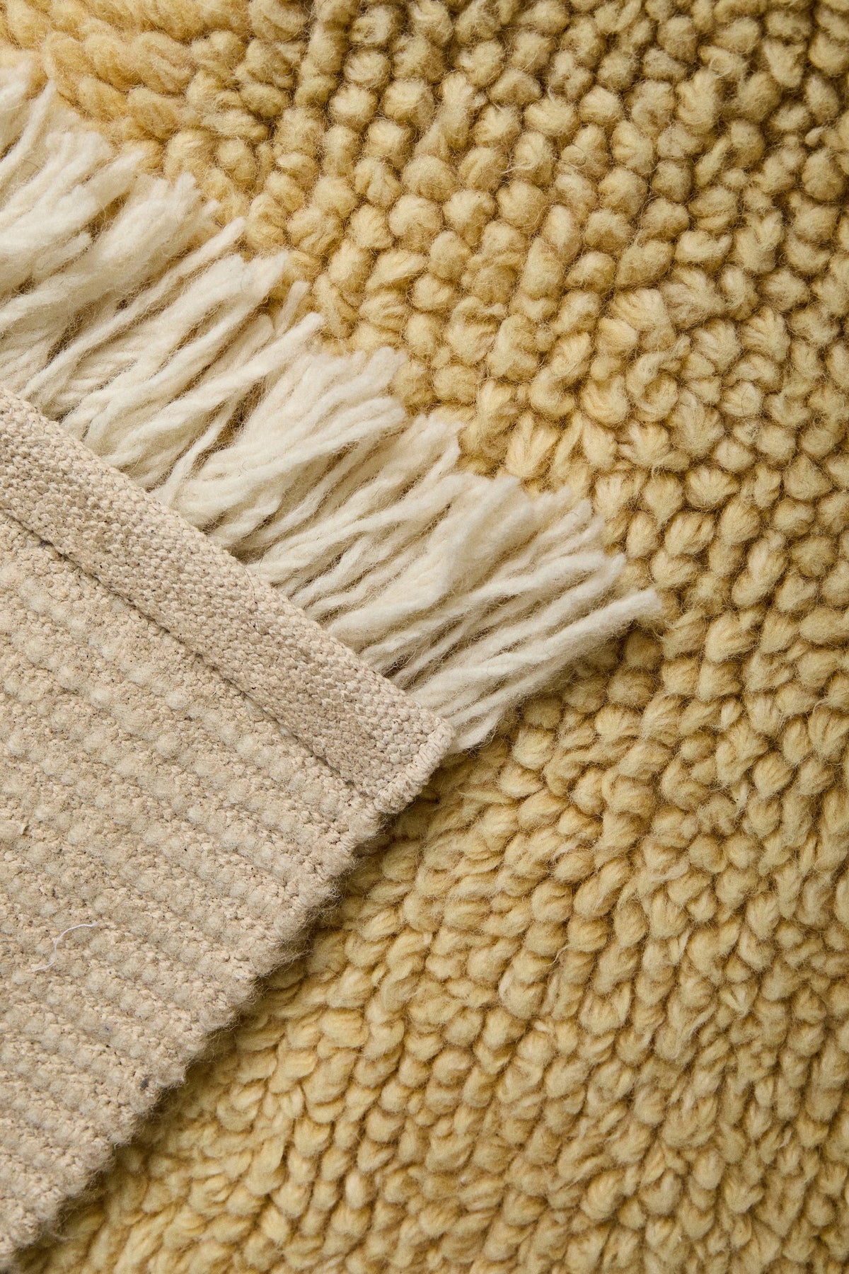 Zara Home Color Block Fringe Wool Area Rug