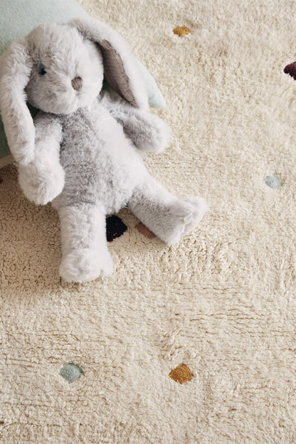 Zara Home Kids' Embroidered Diamond Cotton Area Rug Oyster-white