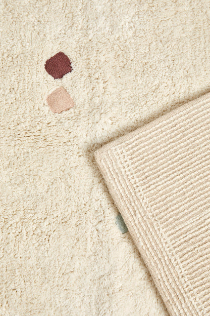 Zara Home Kids' Embroidered Diamond Cotton Area Rug Oyster-white