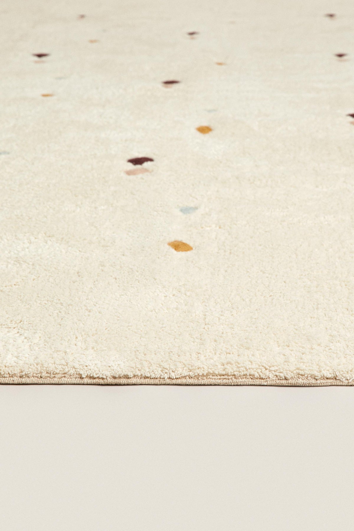 Zara Home Kids' Embroidered Diamond Cotton Area Rug Oyster-white