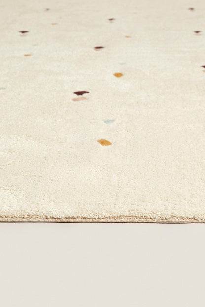 Zara Home Kids' Embroidered Diamond Cotton Area Rug Oyster-white