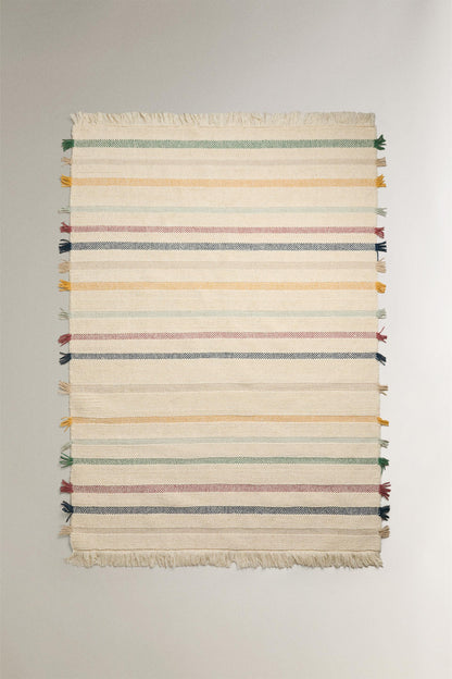 Zara Home Kids' Multicolor Fringe Wool Area Rug