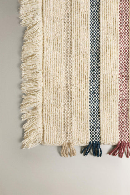 Zara Home Kids' Multicolor Fringe Wool Area Rug