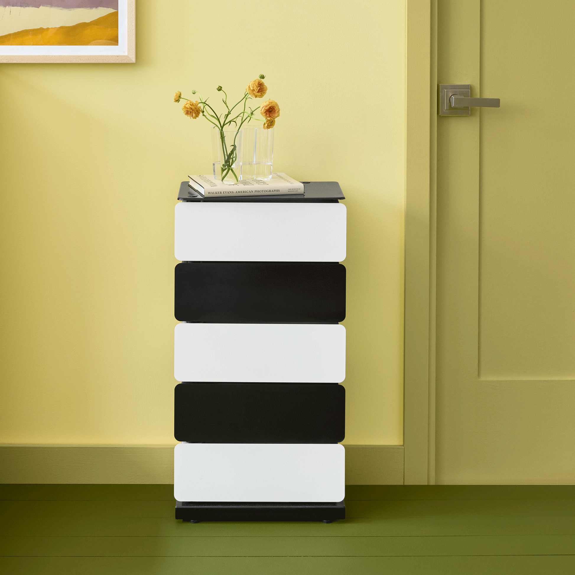 PARIS8 SRLS 5-Drawer Pivot Cabinet Black/ White