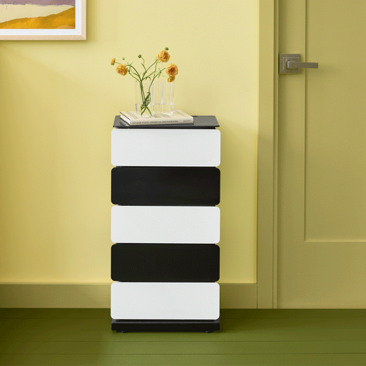 PARIS8 SRLS 5-Drawer Pivot Cabinet Black/ White