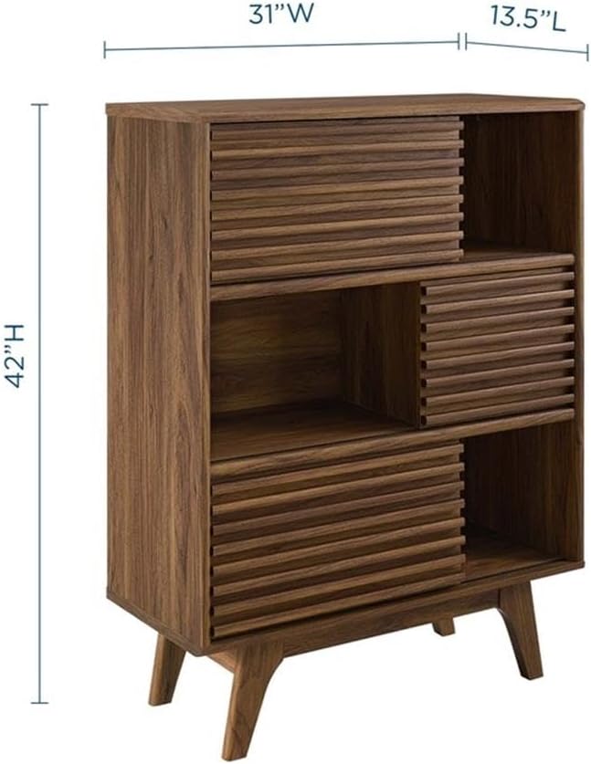 Modway Render Three-Tier Display Storage Cabinet Walnut