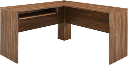 Modway Venture Mid-Century Modern L-Shaped Office Desk Walnut