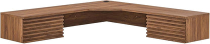 Modway Render Mid-Century Modern Wall Mount Corner Office Desk Walnut