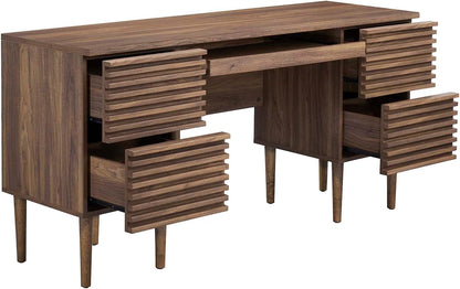 Modway Render Mid-Century Modern Office Desk Walnut
