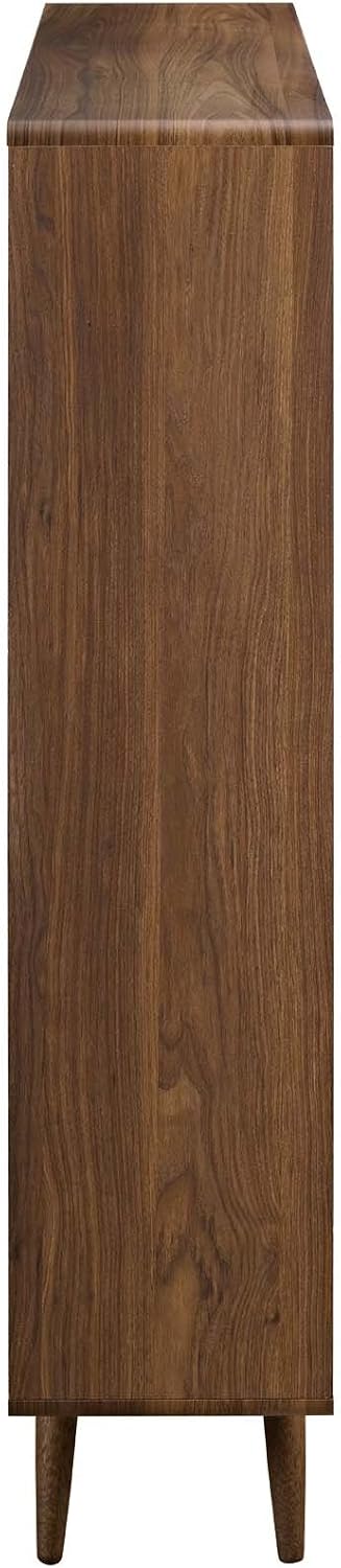Modway Transmit Mid-Century Offset Cube Wood Bookcase Walnut