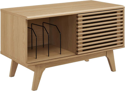 Modway Render Vinyl Record Storage Display Cabinet Oak