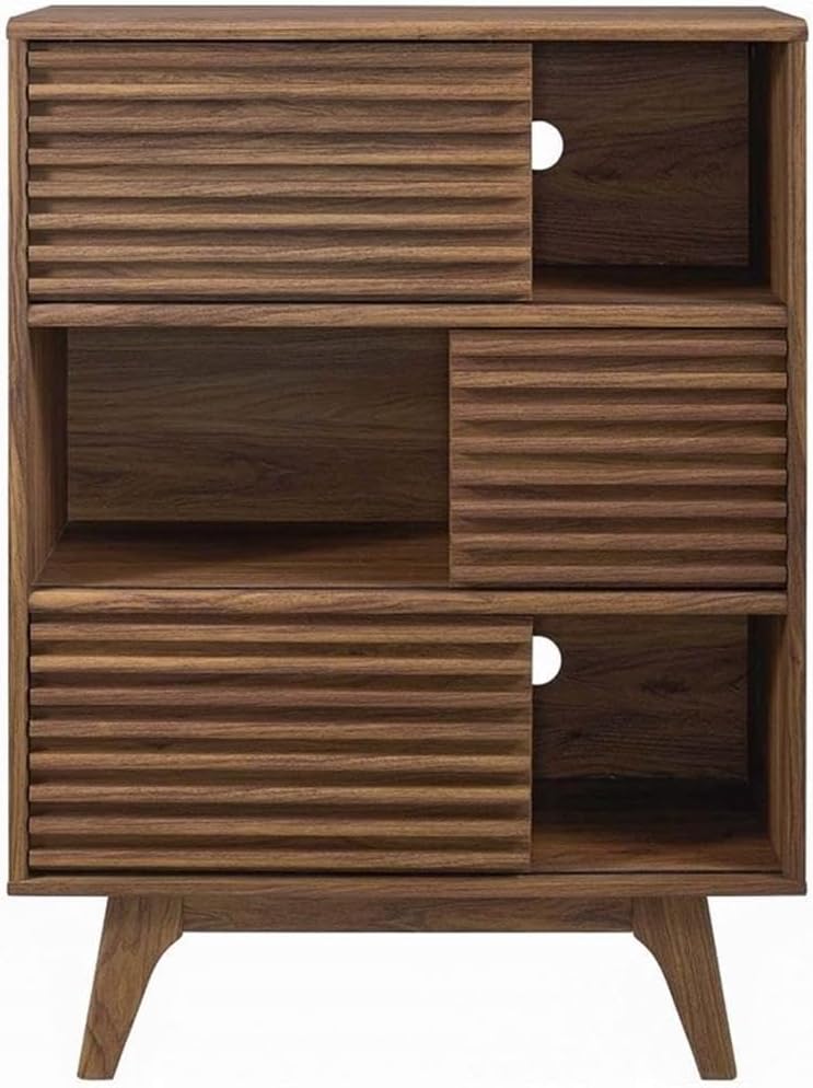 Modway Render Three-Tier Display Storage Cabinet Walnut