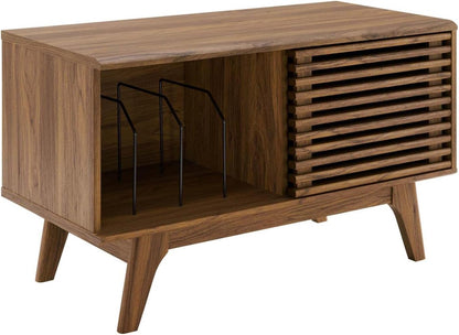Modway Render Vinyl Record Storage Display Cabinet Walnut