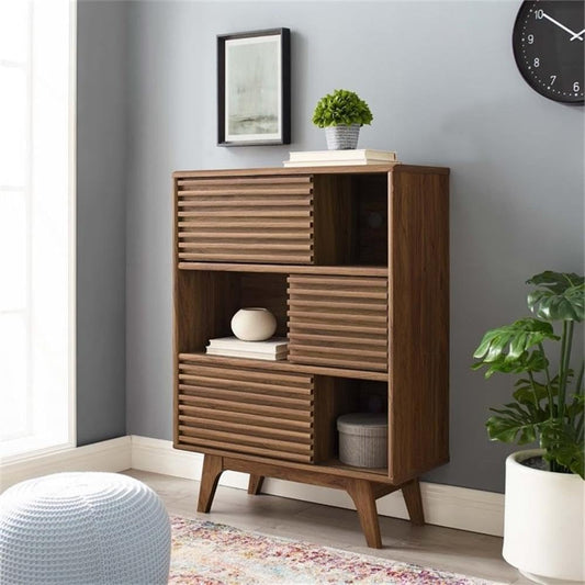 Modway Render Three-Tier Display Storage Cabinet Walnut