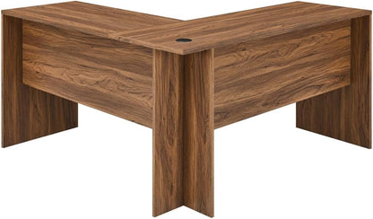 Modway Venture Mid-Century Modern L-Shaped Office Desk Walnut