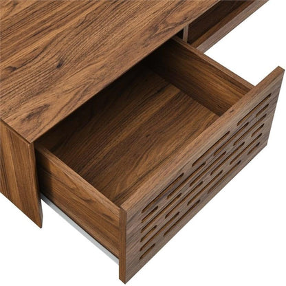 Modway Merit Modern Wall Mount Office Desk Walnut