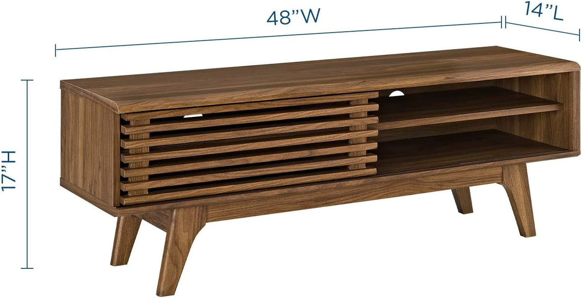 Modway Render Low Profile Media Console TV Stand Walnut