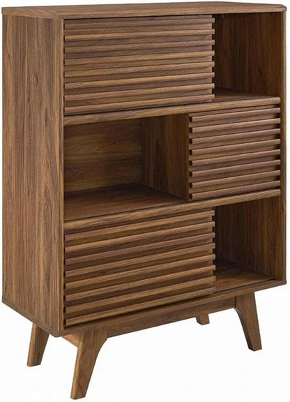 Modway Render Three-Tier Display Storage Cabinet Walnut