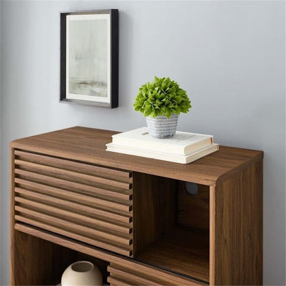 Modway Render Three-Tier Display Storage Cabinet Walnut