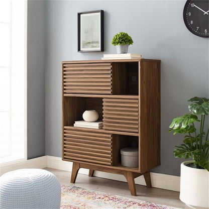 Modway Render Three-Tier Display Storage Cabinet Walnut