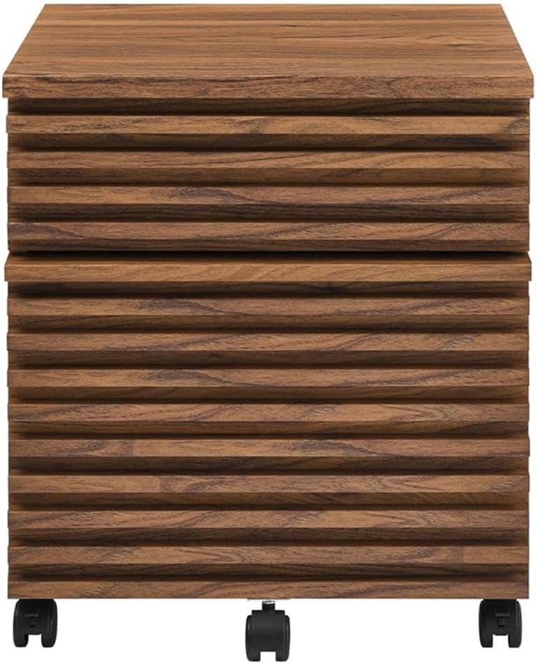 Modway Render Mid-Century Modern Rolling File Cabinet Walnut
