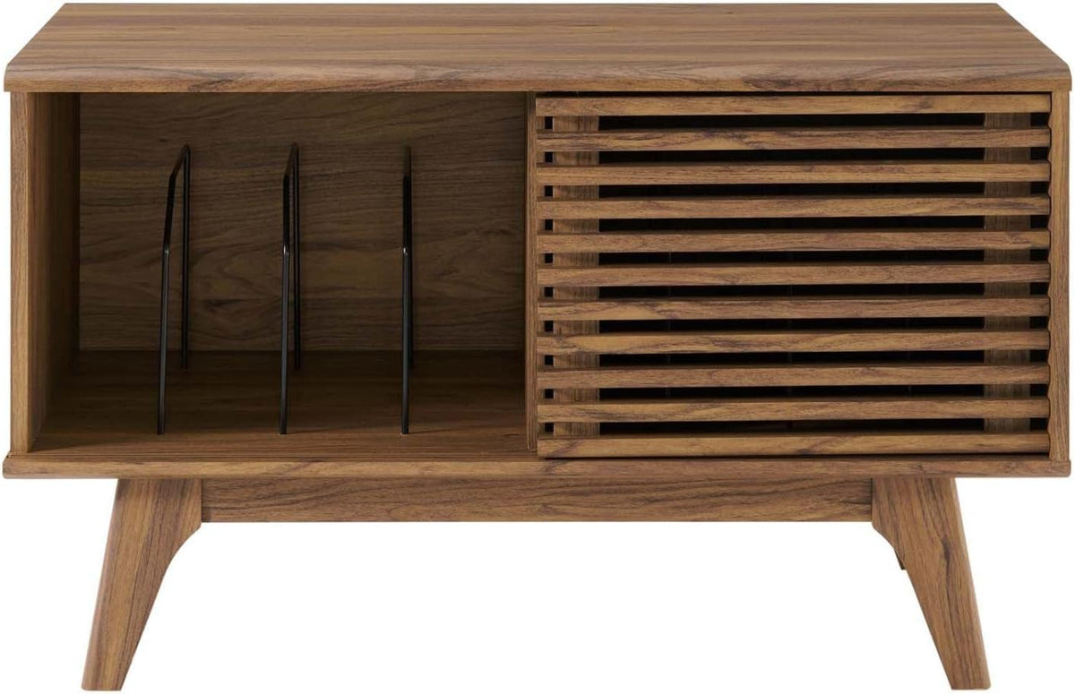 Modway Render Vinyl Record Storage Display Cabinet Walnut