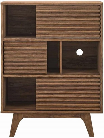 Modway Render Three-Tier Display Storage Cabinet Walnut