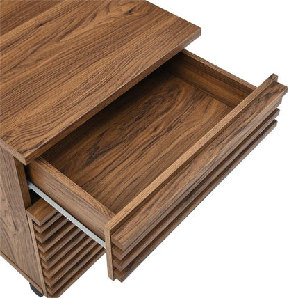 Modway Render Mid-Century Modern Rolling File Cabinet Walnut