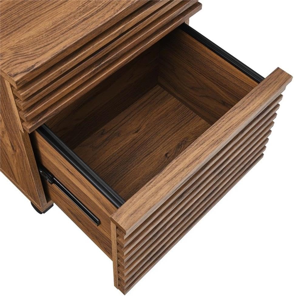 Modway Render Mid-Century Modern Rolling File Cabinet Walnut