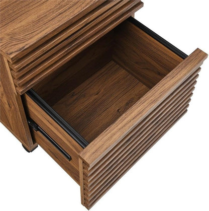 Modway Render Mid-Century Modern Rolling File Cabinet Walnut