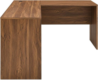 Modway Venture Mid-Century Modern L-Shaped Office Desk Walnut