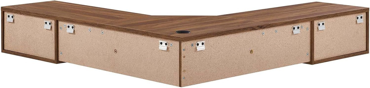 Modway Render Mid-Century Modern Wall Mount Corner Office Desk Walnut