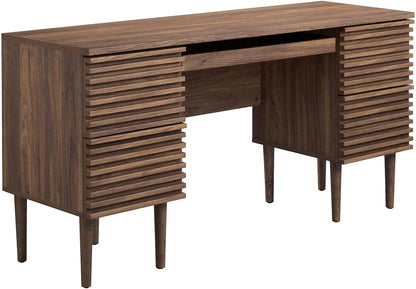 Modway Render Mid-Century Modern Office Desk Walnut
