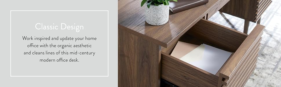 Modway Render Mid-Century Modern Office Desk Walnut