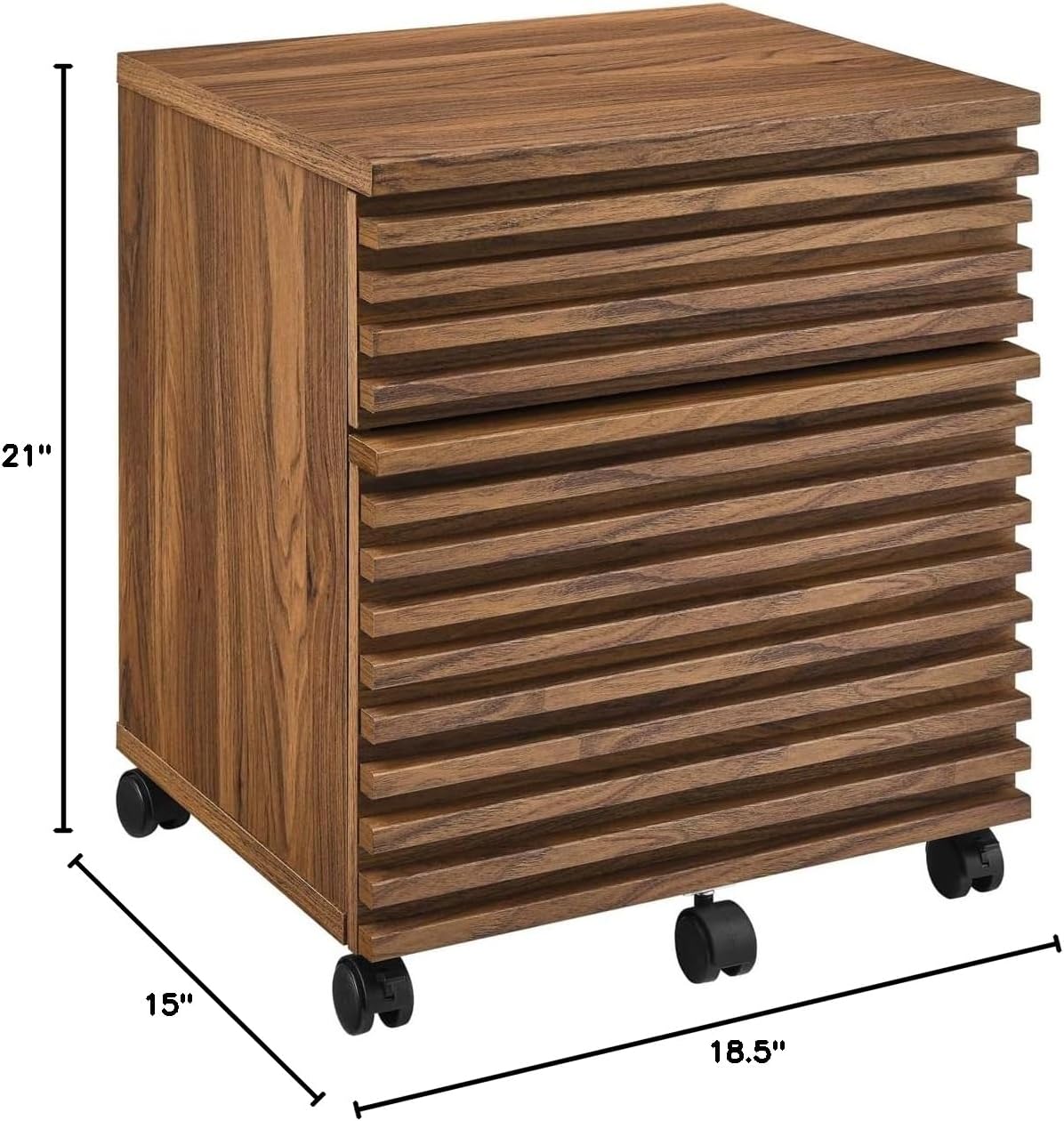 Modway Render Mid-Century Modern Rolling File Cabinet Walnut